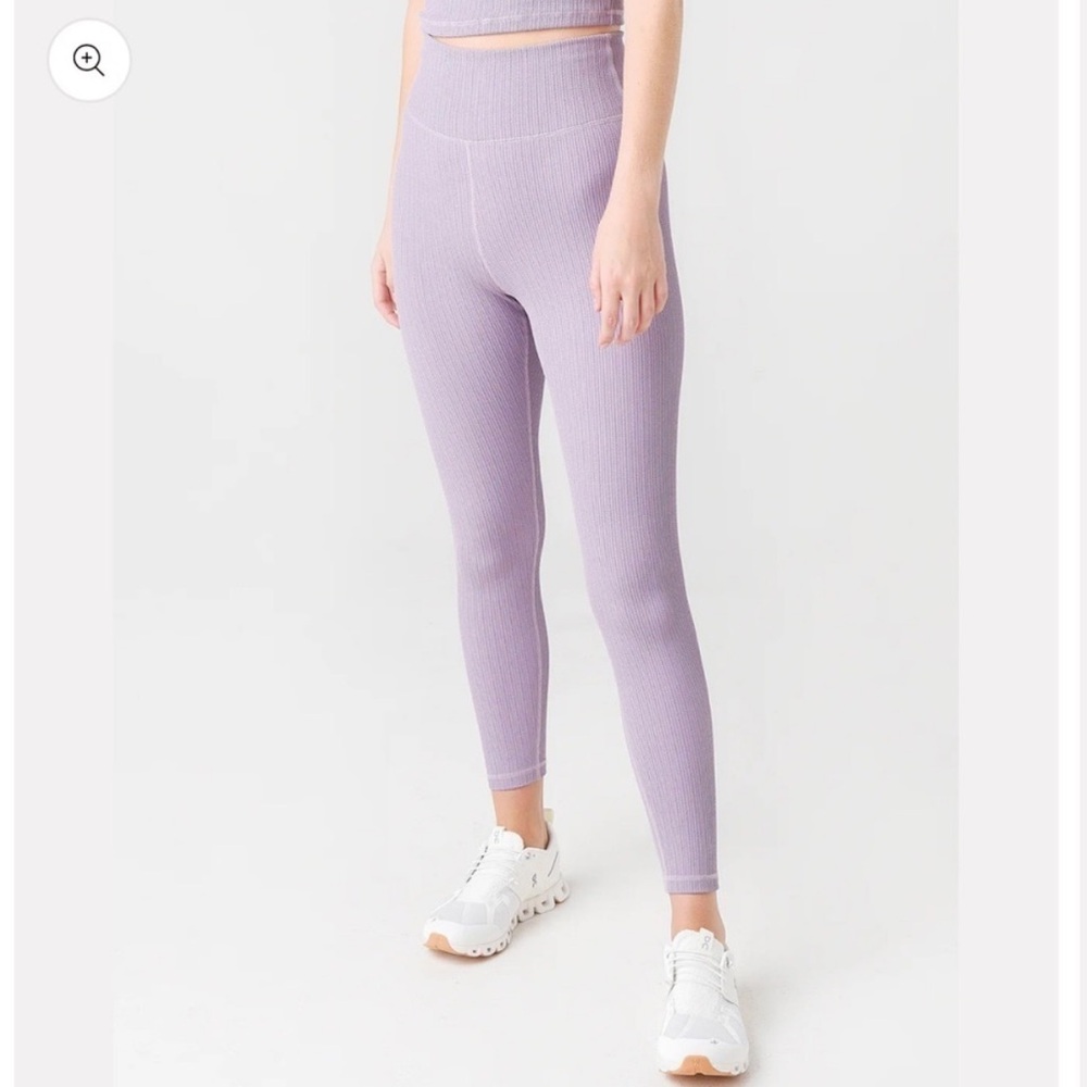 The Upside Lavender Jacquard Dance Midi Leggings Ribbed Size M